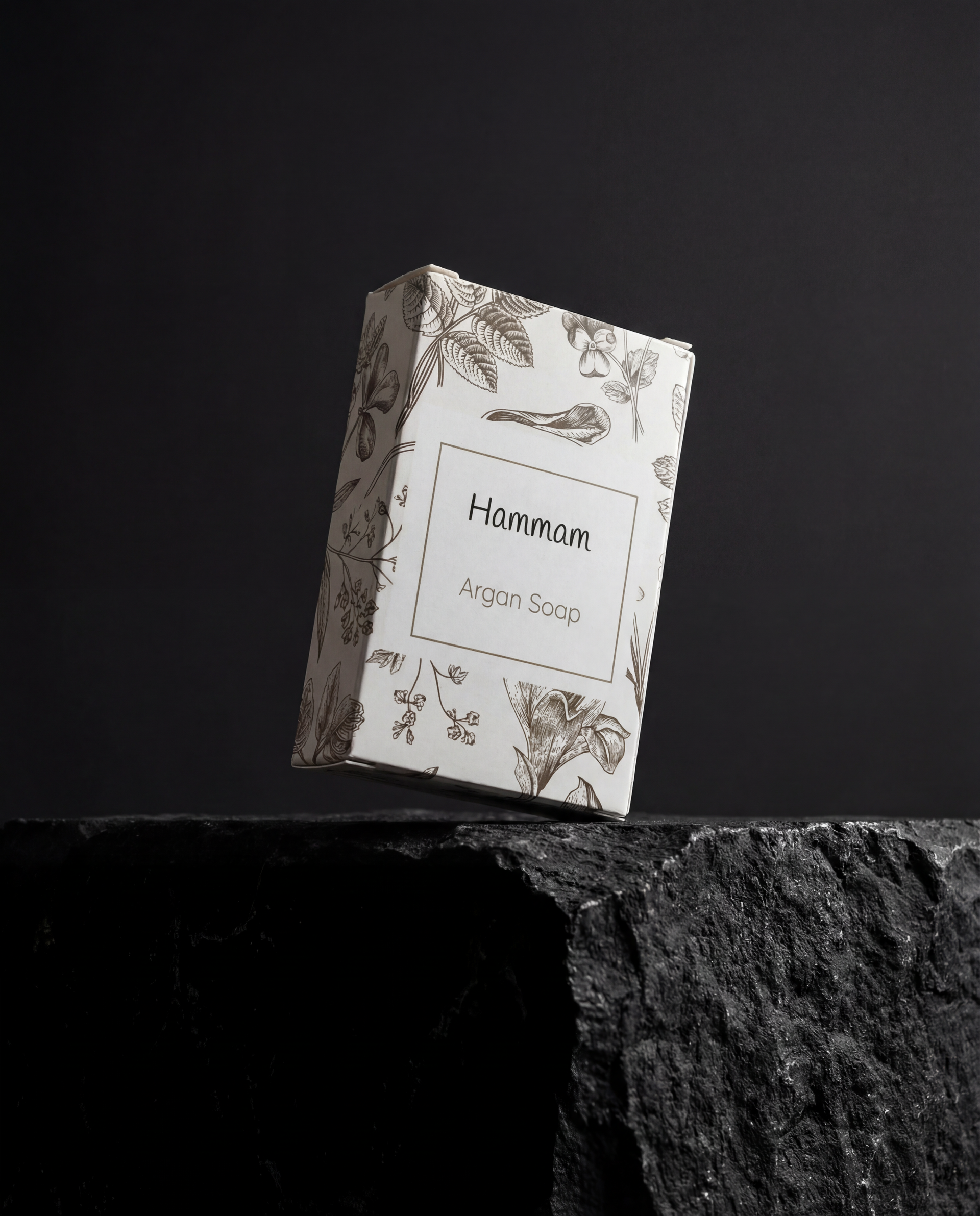 Argan soap bar shown from above with soft natural shadow