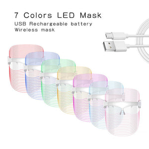 7 Colors LED Light Therapy Face Mask, professional light therapy, comfort of your own home, combat acne, clear skin, brighten skin, reduce wrinkles, fine lines, minimize pores, balance skin tone, accelerate blood circulation, improve skin elasticity, inhibit the formation of melanin pigment, firm skin, enhance skin texture, high-quality materials, advanced LED technology, safe, gentle, easy to use, radiant, youthful-looking skin.