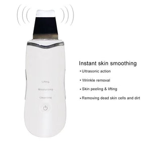 Ultrasonic cleanser, Moroccansoulbeauty, skincare tool, deep cleanse, exfoliate, radiant complexion, clear complexion, adjustable vibration modes, all skin types, sensitive skin, effective, enhance skincare routine, portable, on-the-go use.